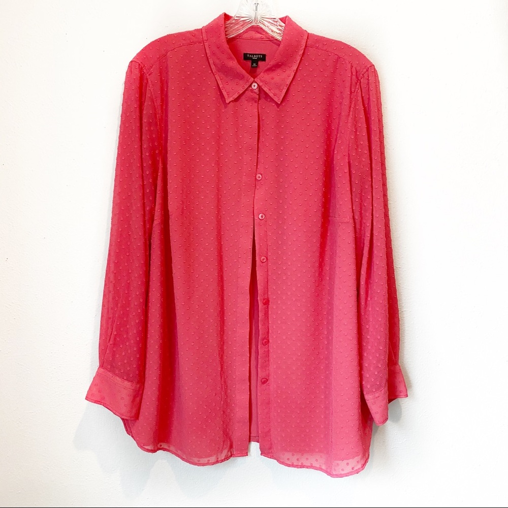 Talbots Red Spotted Textured Blouse